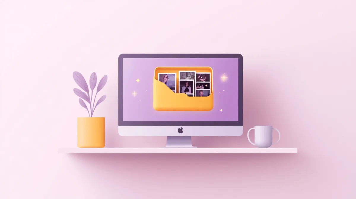 Mac desktop showing a folder of photos opening into a full-screen slideshow - mac slideshow from folder